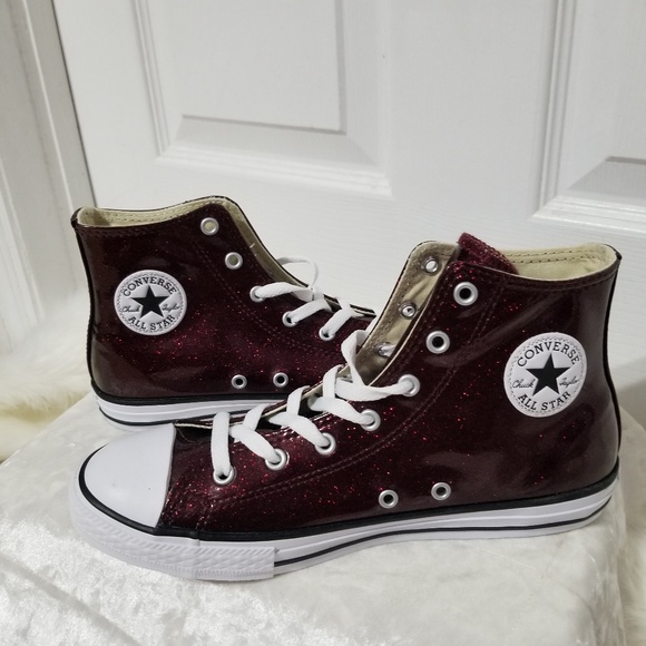 dark red high top converse